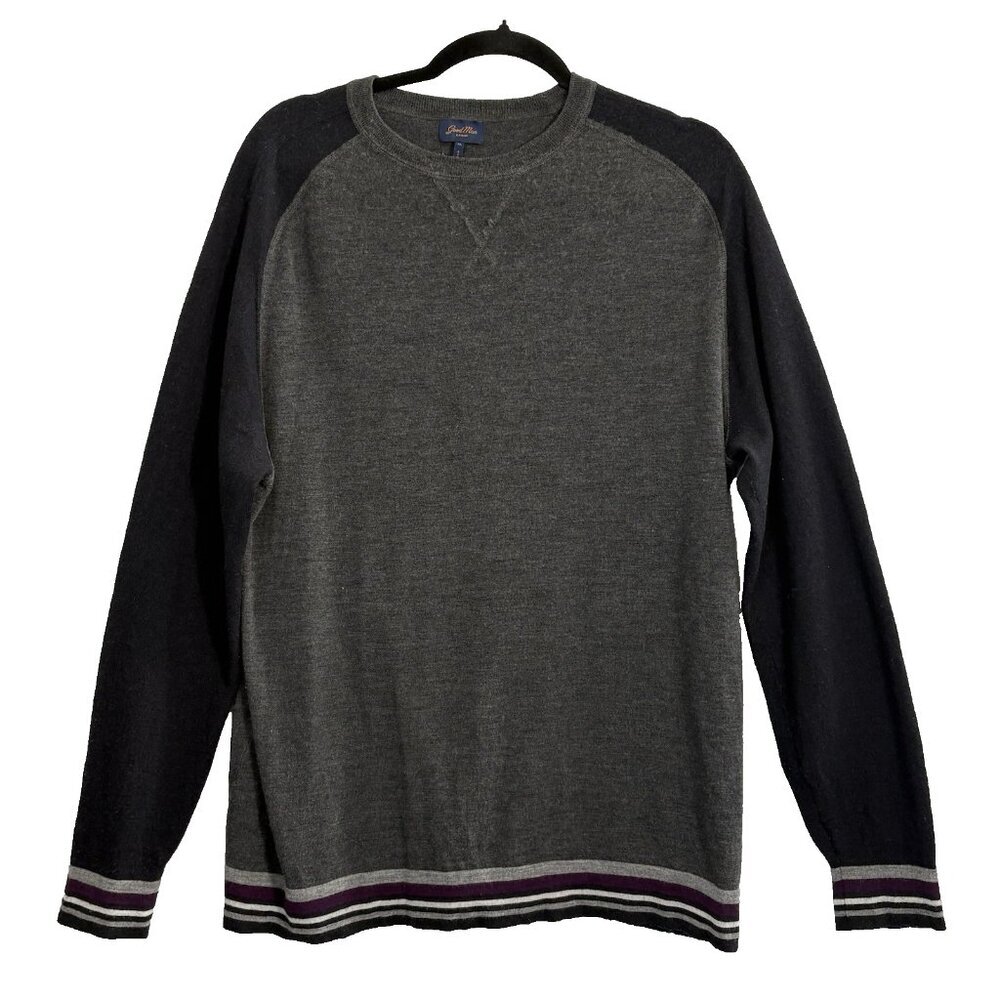 GOOD MAN Brand Men Merino Wool Pullover Long Sleeve Sweater Sz XL Gray 4-6
